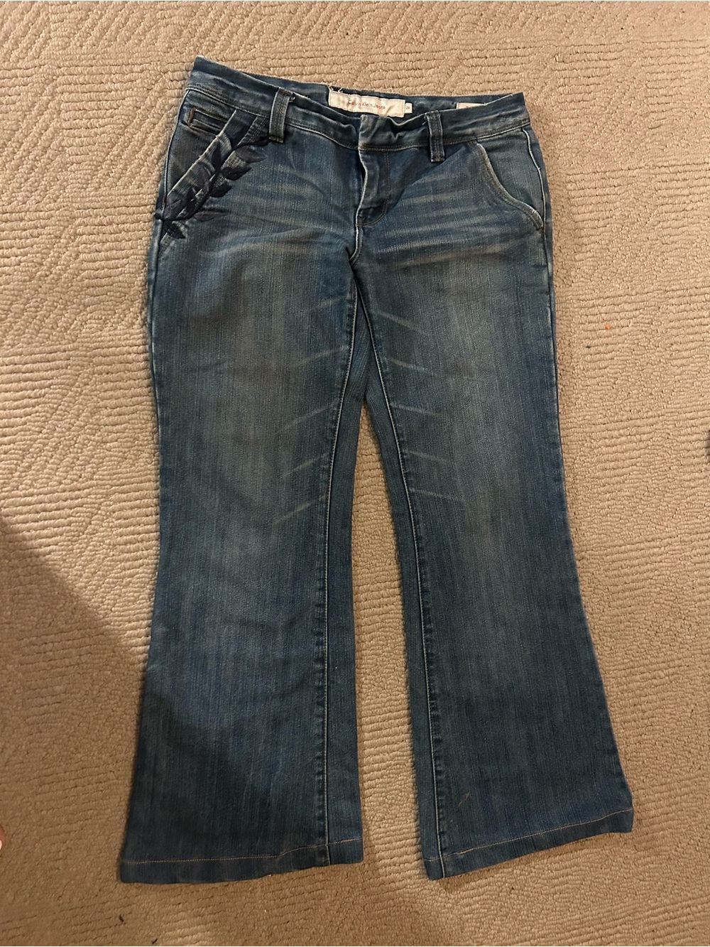 Calvin Klein Jeans Women's Y2K low rise designer Blue Flare Denim